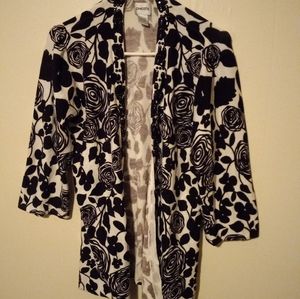 Black and white flower print cardigan